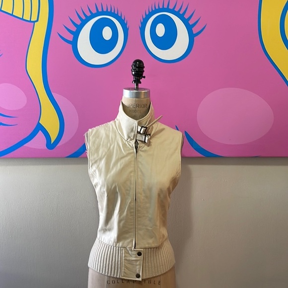 BCBGMaxAzria Cream Leather / Knit Vest